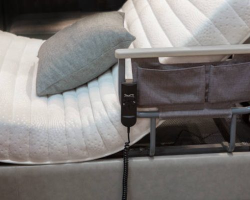 modern patient bed in luxury hospital room
